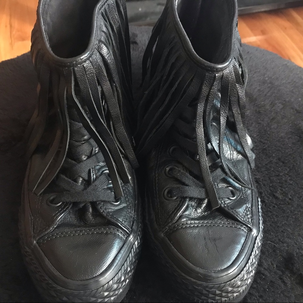 Leather  Fringe Converse ALL⭐️STAR